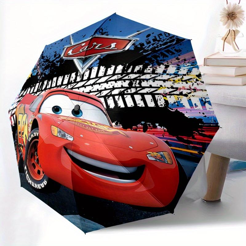 1pc Cars Lightning McQueen Inspired Automatic Folding Umbrella - Portable 3-Fold Design with 8-Rib Iron Frame - Outdoor, for Fans, Travelers