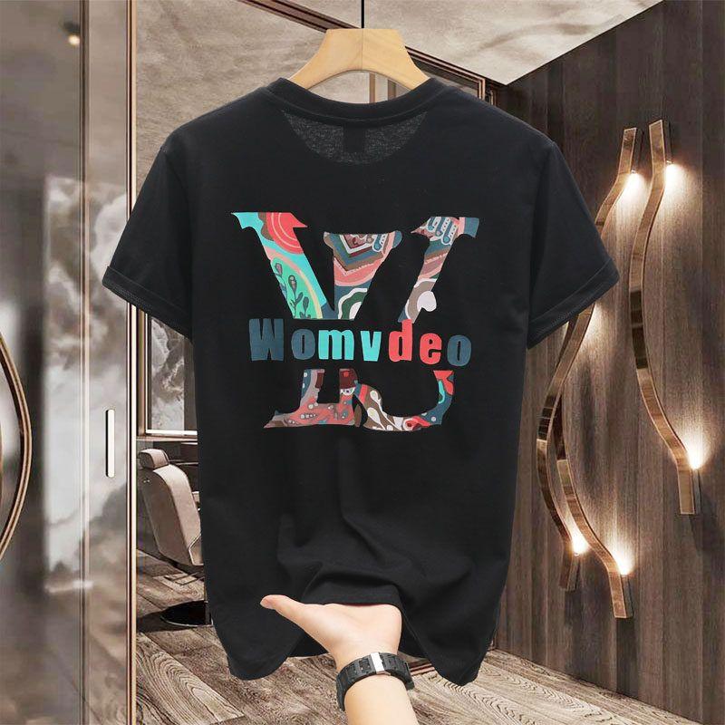 Foreign Trade Surplus Summer New Short-Sleeve T-Shirt for Men, Trendy Brand, Loose Fit, Pure Cotton, Casual Printed Clothing
