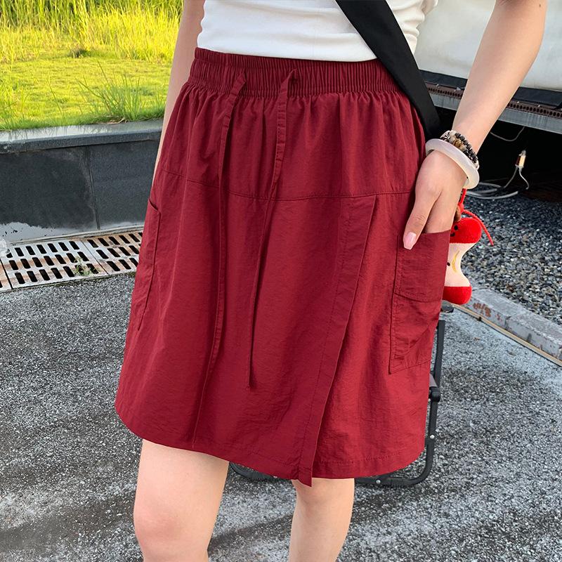 

Женские летние шорты-карго, новые, быстросохнущие, с высокой посадкой, облегающие и тонкие, юбка А-силуэта, юбка-брюки с облеганием бедер XL красный