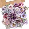 Artificial Flower Combination Box Set, Pink Silk Artificial Rose Bride Bouquet for Outgoing/Indoor DIY Center Piece Flowers for