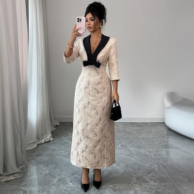 Grenzüberschreitendes europäisches und amerikanisches elegantes High-End-Kleid mit kurzen Ärmeln und Hüftrock für Damenbekleidung Herbst und Winter unabhängige Station