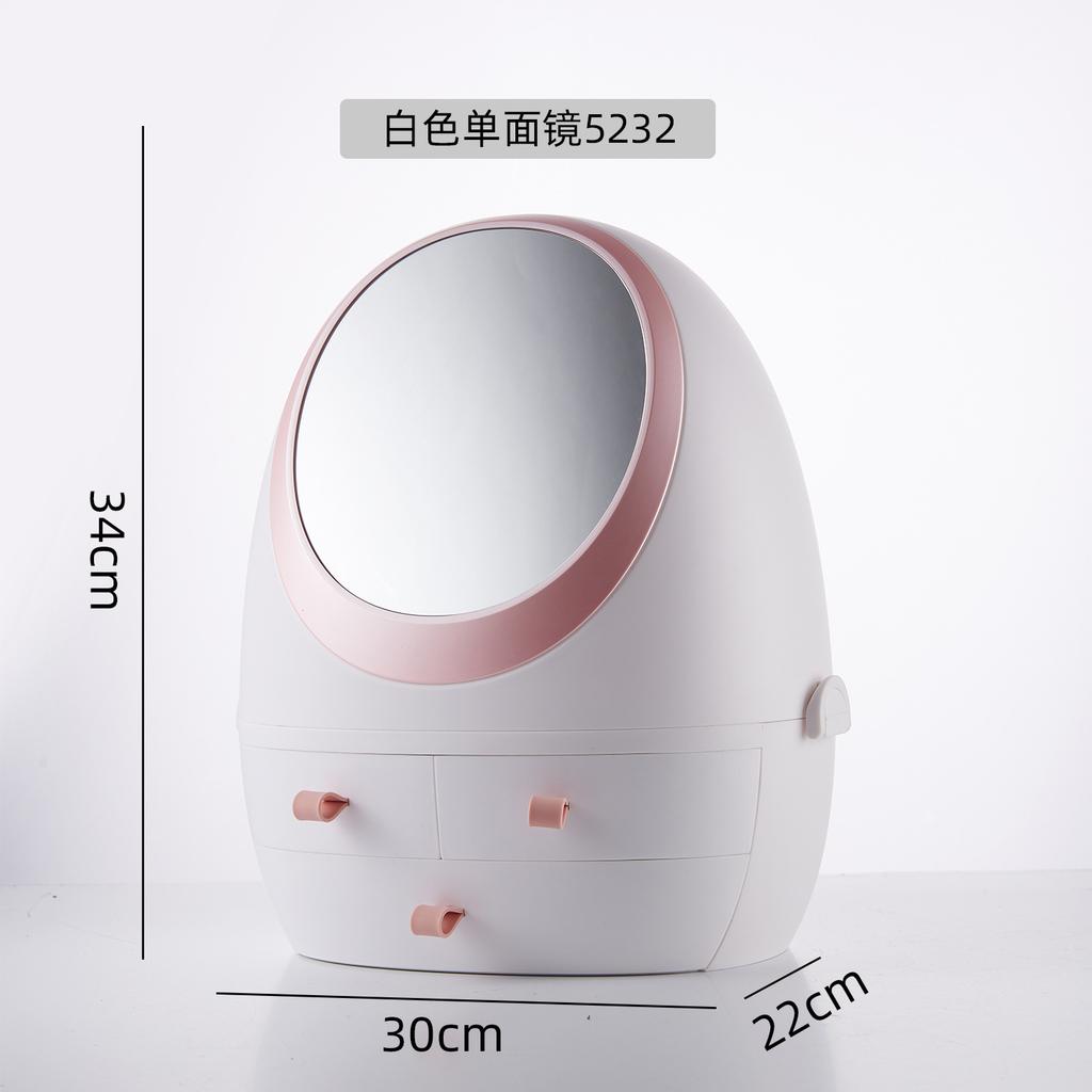 Schubladen-Kosmetik-Organizer mit LED-Spiegel, tragbare staubdichte Schreibtisch-Aufbewahrungsbox für Hautpflege und Make-up