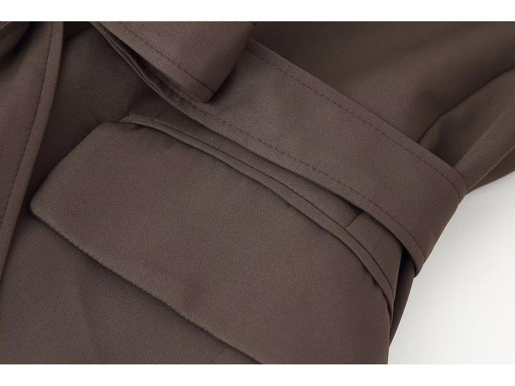 Spring 2025 Women's European & American Belted Suit Jacket + Straight-leg Pants Set