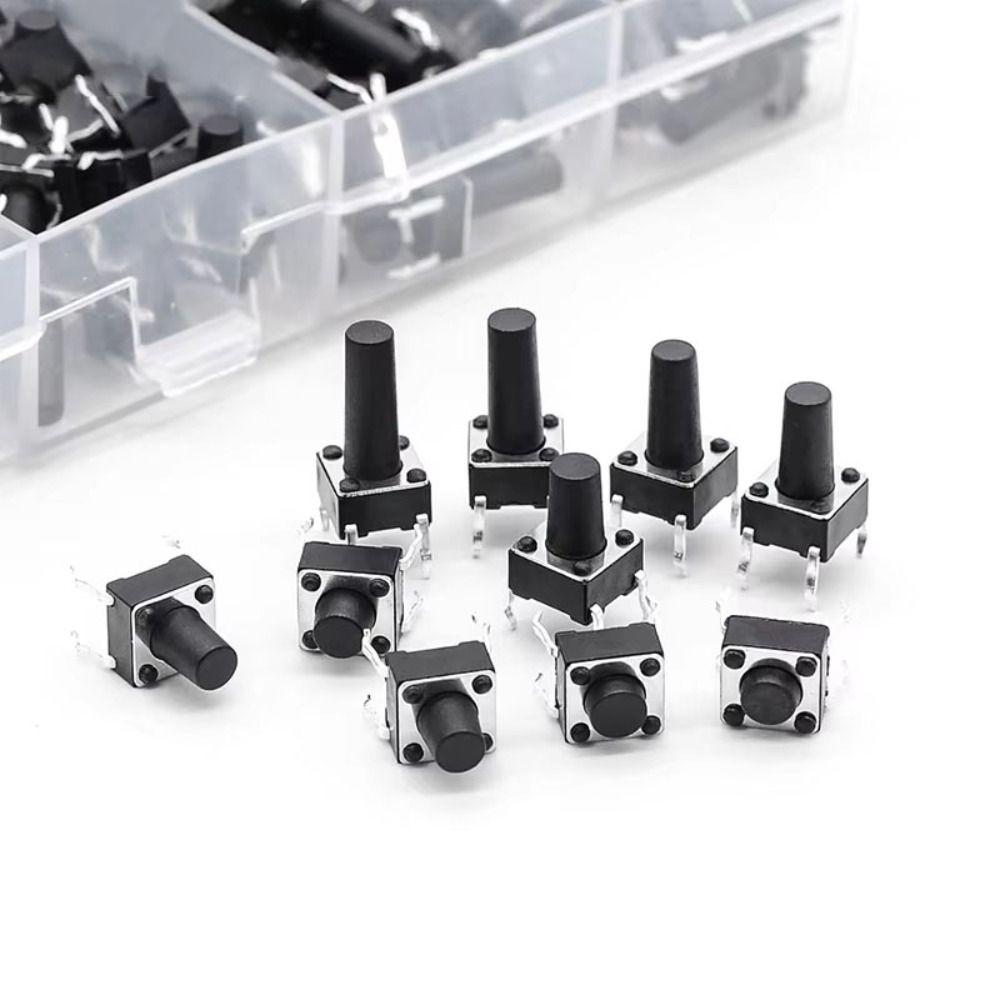 200pcs 4 Feet Key Switch Kit 6*6 Size Tact Push Button Switch Universal Switch Electronic Projects