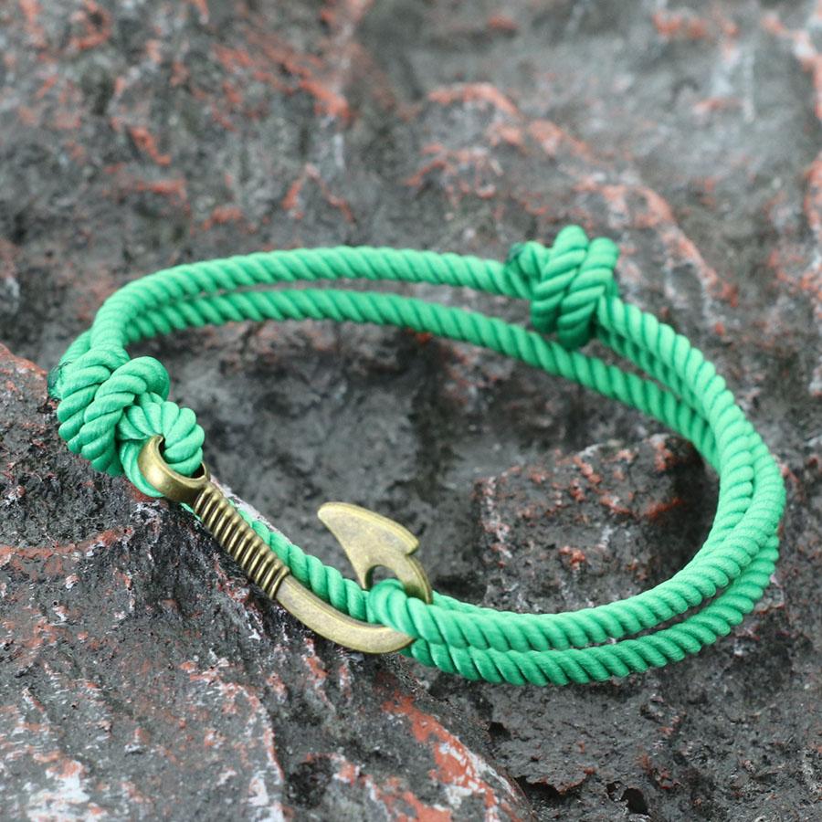 Vintage Fish Hook Boat Anchor Men Bracelet Casual Adventure Accessories Male Double Layer Adjustable Jewellery Gift