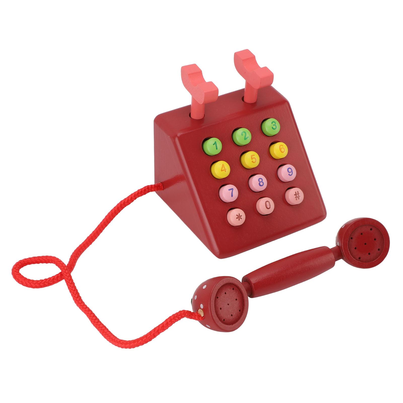 

Wooden Telephone Decor High Simulation Educational Cute Decorative Phone Model Desktop Decoration for Cafe