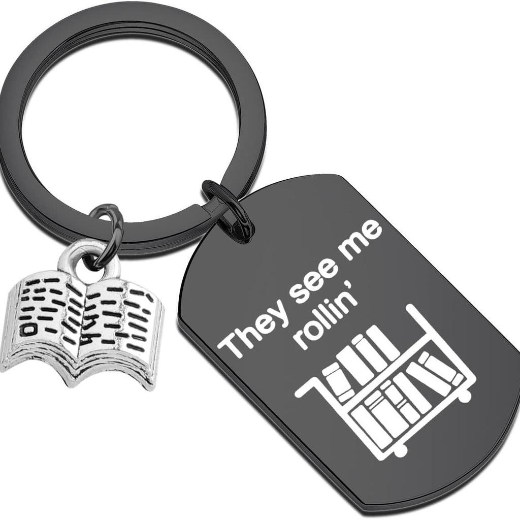 Reading Book Stainless Steel Keychain Book Lover Design Fashion Student Bag Pendant Practical Learning Gift