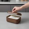 Vintage Simple Walnut Color Tissue Box Household Cat Wood Living Room Storage Carton Wooden Tissue Storage Box