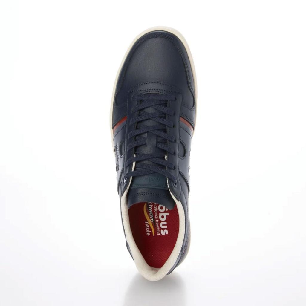 Mobus Men's Leather Sneakers, Genuine Leather, Sports, Casual, Walking Shoes, Current Model HESEL (Navy, Japanese Shoe Size, Adult, Numeric, 25.5 Cm)