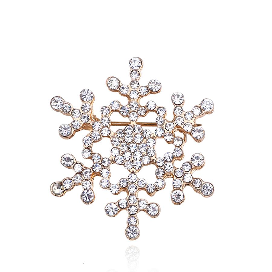 Exquisite Snowflake Brooches for Women Men Rhinestone Flower Winter Sweater Shirt Suit Collar Pins Jewelry Gifts