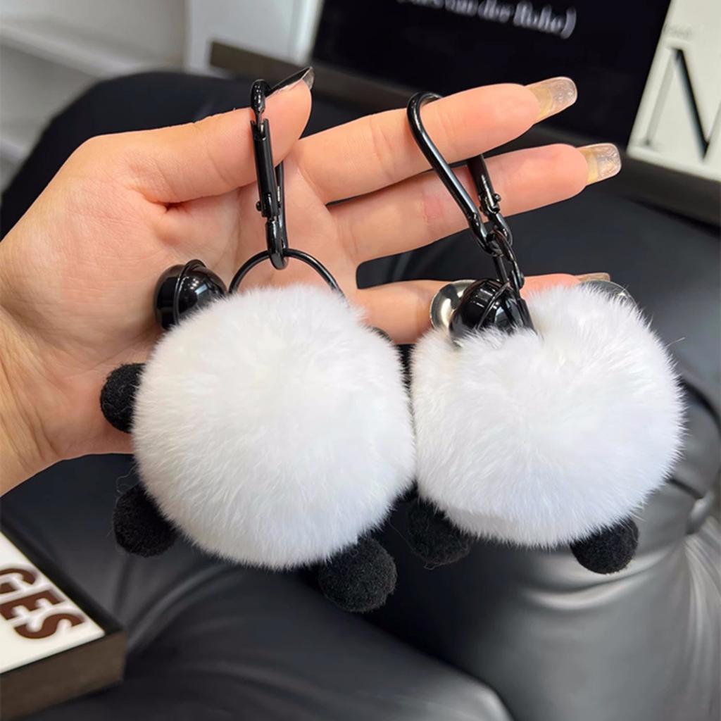 Cute Faux Rex Rabbit Fur Red Panda Keychain Plush Toy Creative Car Bag Pendant Backpack Charm Doll Accessory