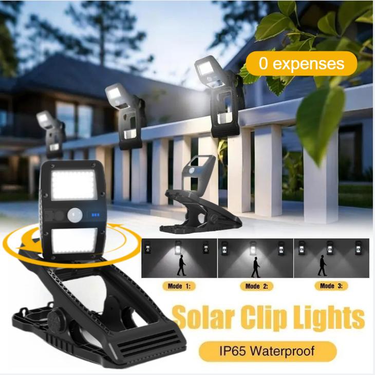 Motion Sensor Solar Outdoor Lights 360 Degree Rotatable Solar Security Light IP65 Waterproof Motion Sensor Clip Lamp For Porch