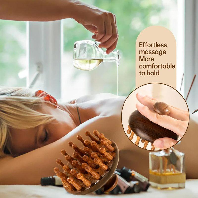 Hochwertige Holzkopfhaut-Massagebürste, Shampoobürste, Nass und Trocken, Kopfhautmassagegerät zur Reduzierung von Schuppen und zur Stimulation des Haarwachstums