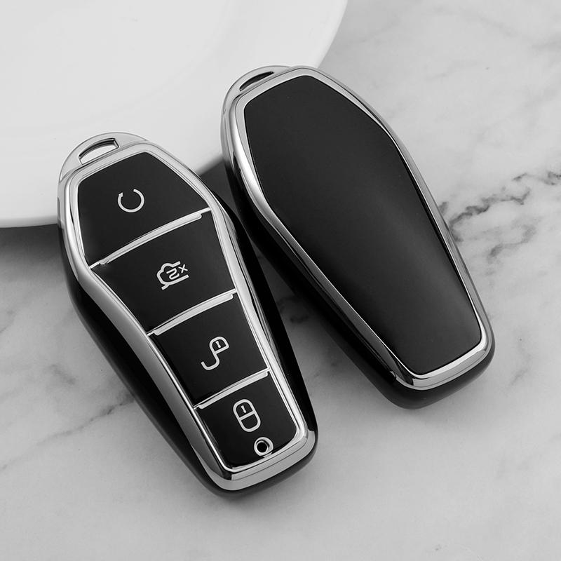 

Car Key Case Cover for BYD Atto 3 Han EV Dolphin Seal U Sealion 07 4 Buttons TPU Remote Key Shell Fob Protector Accessories чёрный
