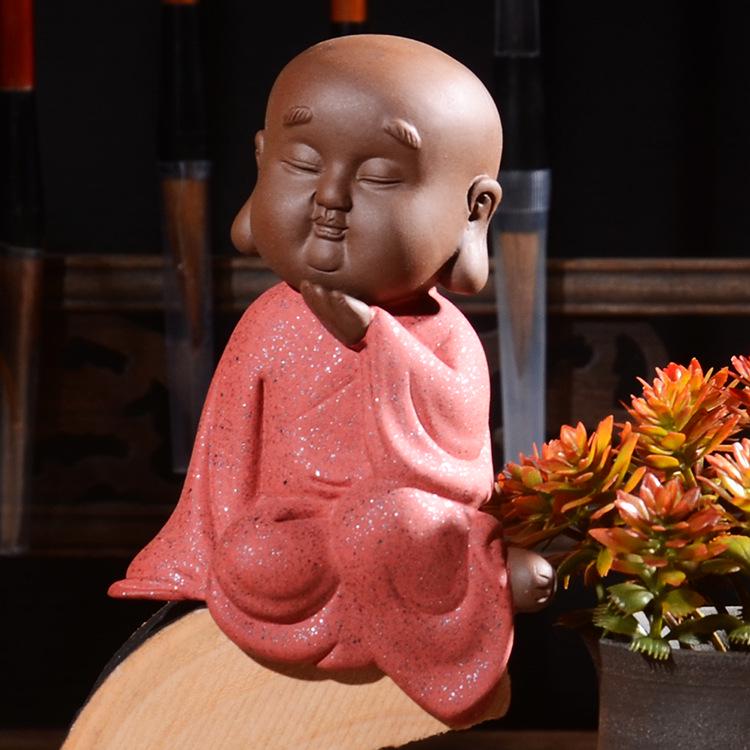 Zen Novice Monk Zisha Ceramic Figurine - Creative Home Tea Pet Ornament