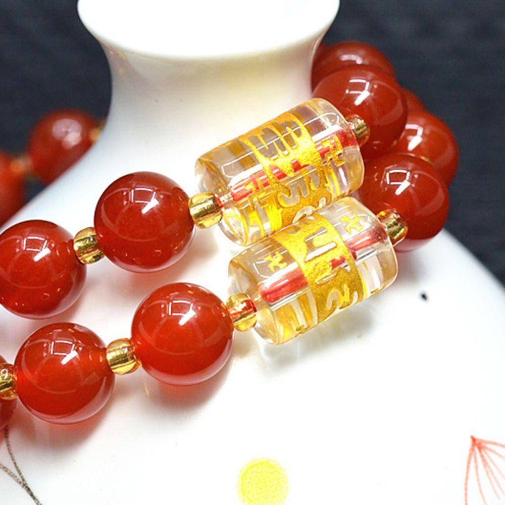 Fashion Red Agate Beaded Bracelets Nafu Ins Chalcedony Pendant Simple Round Bead Bracelet  Women