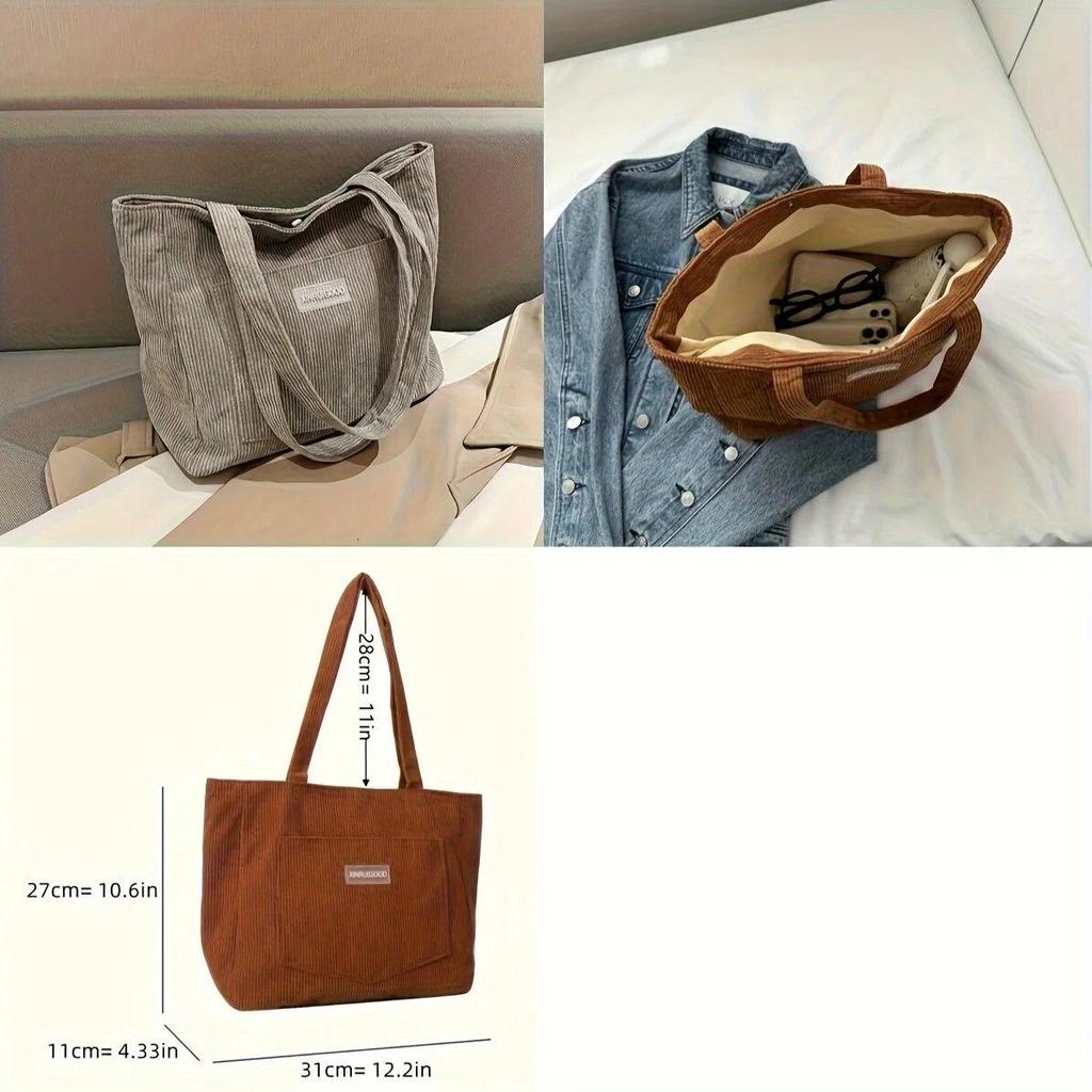 Large capacity tote bag women's new fashion corduroy shoulder bag Mori underarm bag handbag