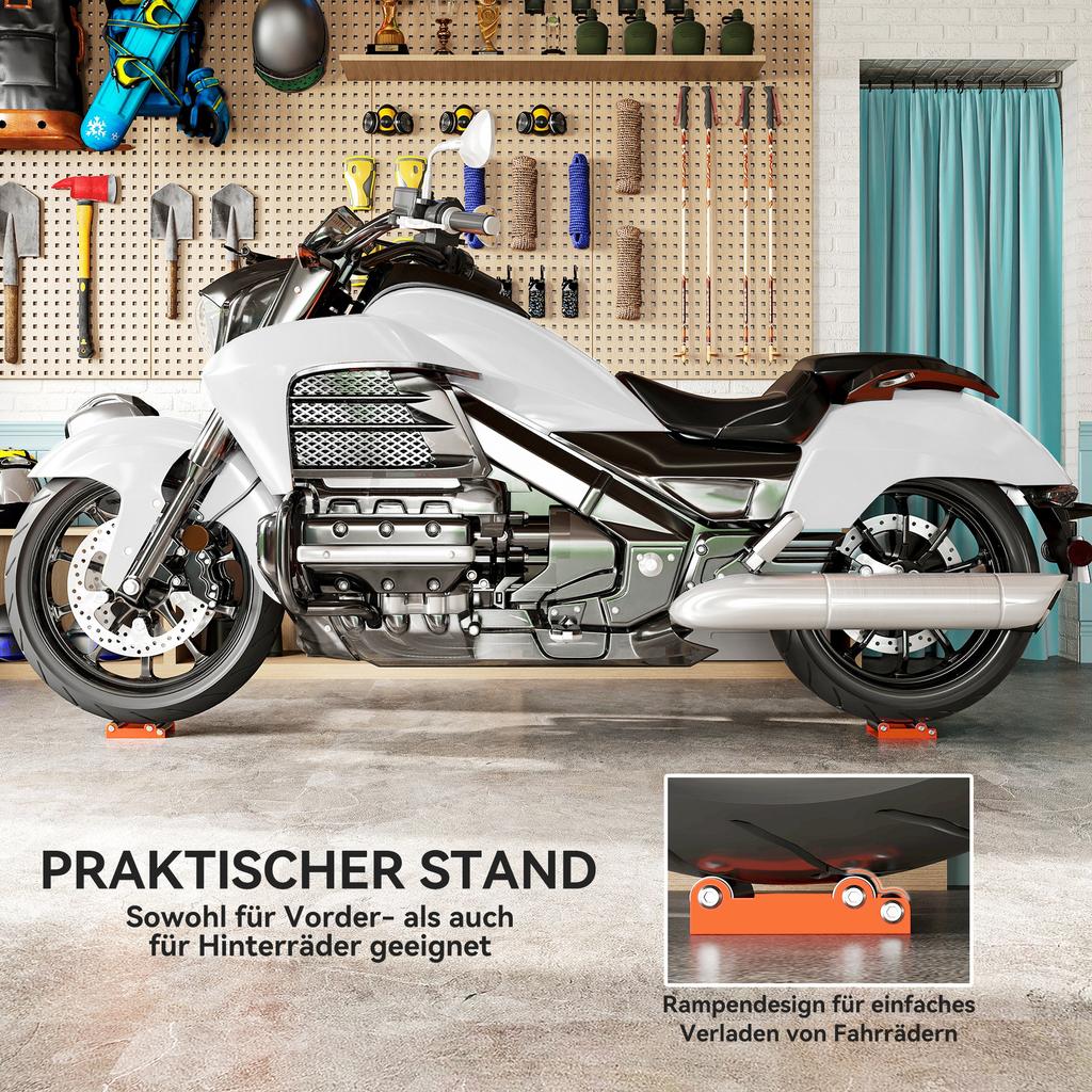 Motorcycle Wheel Cleaning Roller Stand with Steel Frame, Aluminium Rollers, Motorcycle Maintenance Stand for Tyre Cleaning and Chain Lubrication
