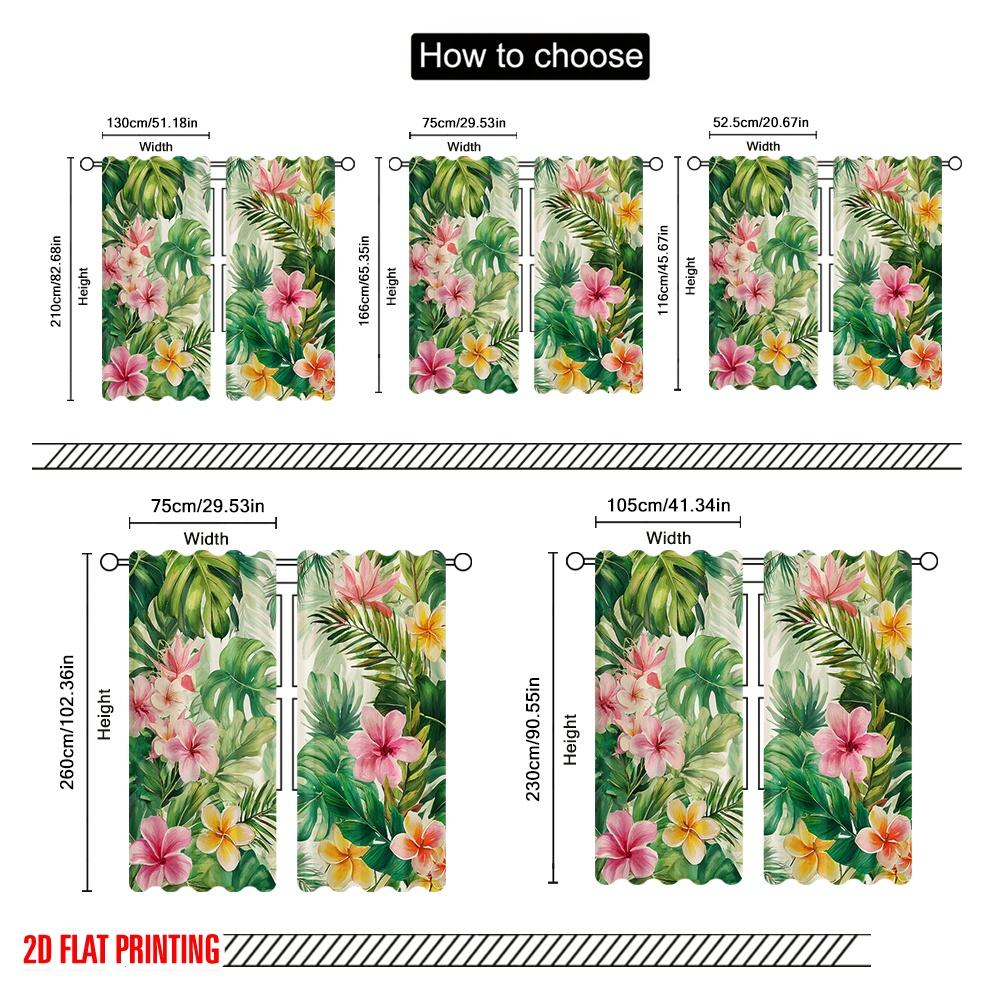 2 Stück, 2D-Flachdruck Minimalistische Vorhänge Tropical Bloom Vielseitiges Polyester (ohne Stange) Heimdeko Ideal für Schlafzimmer Wohnzimmer