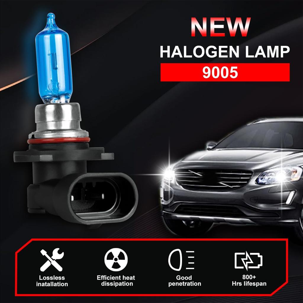 Fit For Toyota Camry 2007-2018 Halogen Headlight Bulbs,9005/HB3 High Beam + H11 Low Beam Halogen Headlight Bulbs Headlamp Replcement Bulb Kit,Plug