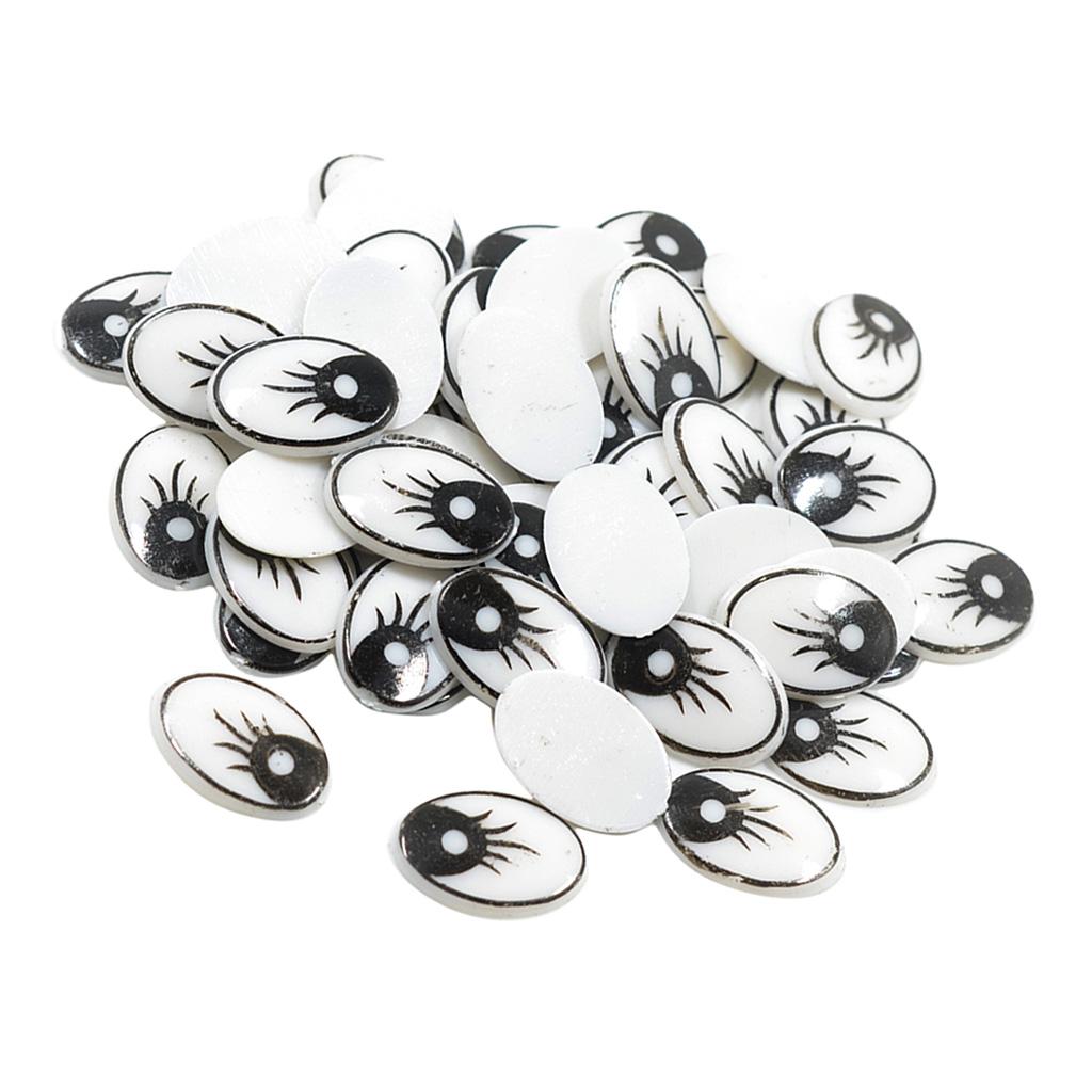 60 flach-ovale Sicherheitsaugen, selbstklebend, beweglich, für Bastelarbeiten, für DIY-Spielzeug