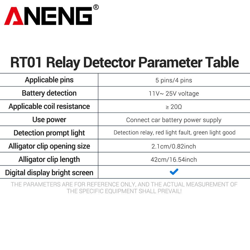 Relay Detector 11-25V ANENG RT01 Digital Universal 4/5 Pins Car Battery Vehicle Detection Digital Display Voltage Battery Tester