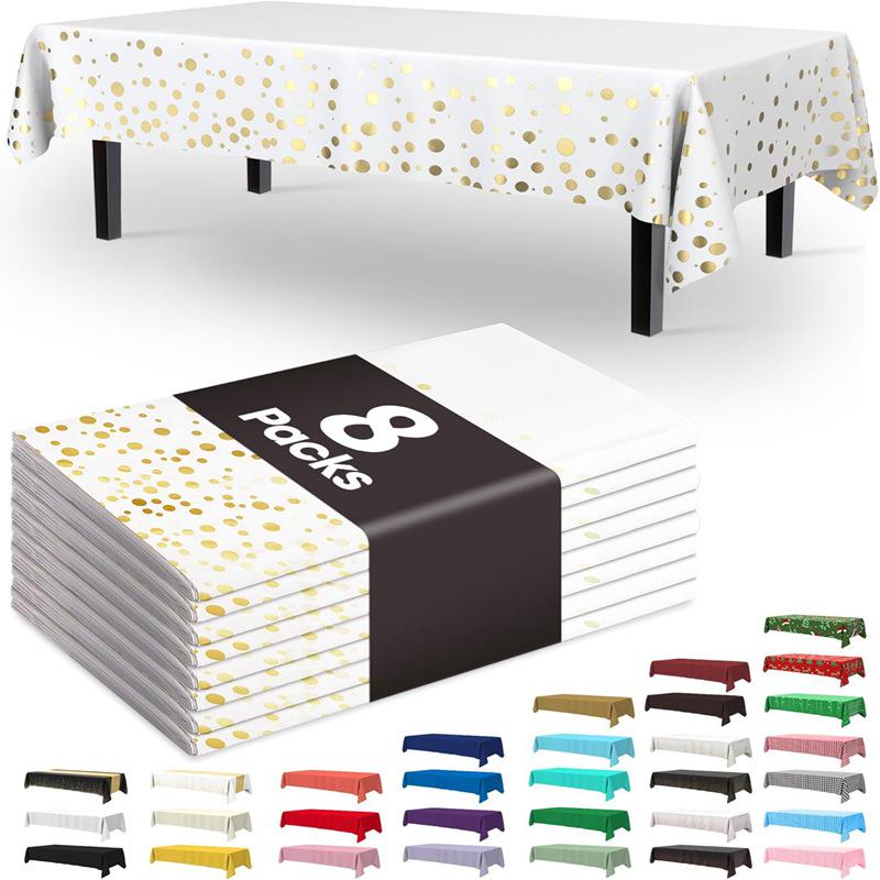 Thick Waterproof Disposable Plastic Tablecloth - Oil & Leak-Proof for Parties and Outdoor Dining