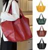 Multifunctional PU Leather Tote Bag High-capacity Luxury Shoulder Bags Vintage Solid Color Handbag Women