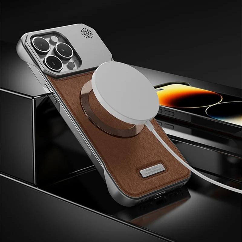 PU Leather Aromatherapy Magnetic Case For iPhone 17 Air 11 12 13 14 15 16 Pro Max Plus Mini Wireless Charging Frameless Case