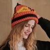 Multi-colored Cat Ear Wool Hat, Color Matching Personalized Hat Women's Autumn and Winter New Cute Warm Knitted Hat