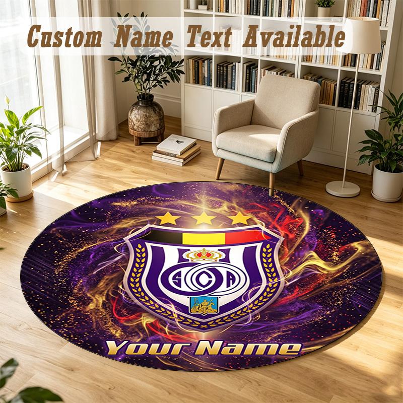Round Rug Custom NameAnderlecht FC Pattern Non Slip Carpet Home Floor Decor