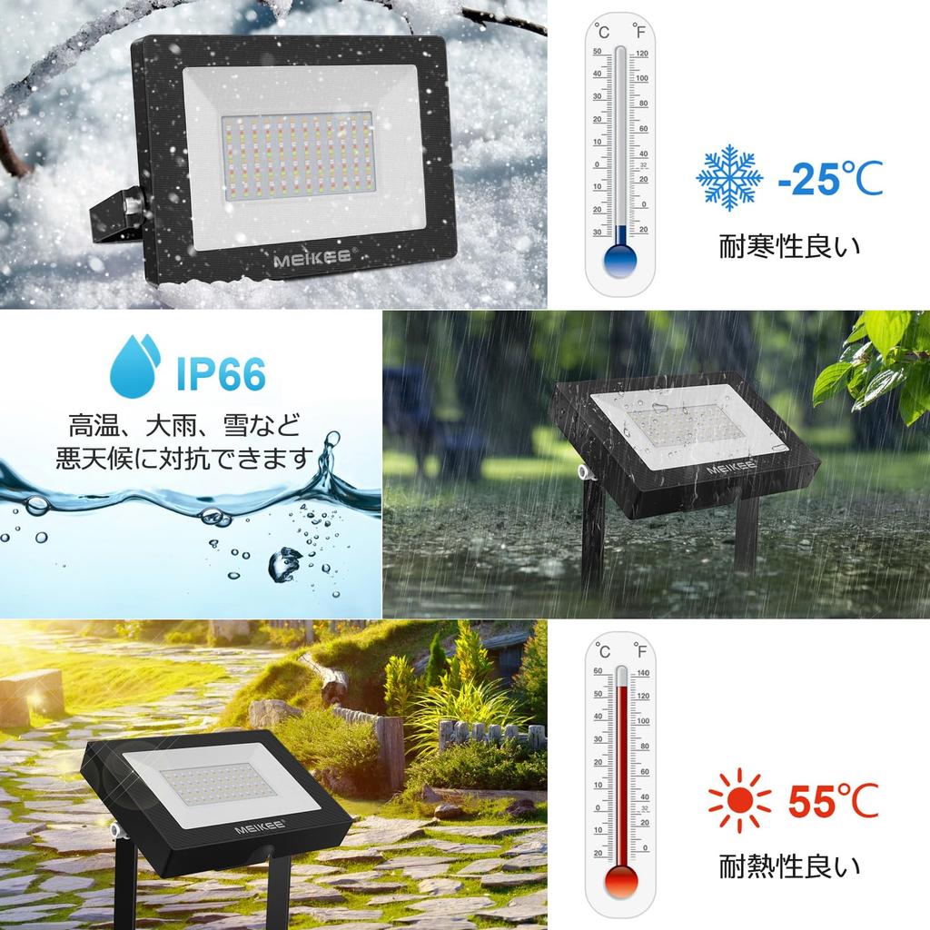 MEIKEE RGB Floodlight, 100W LED (500W Equivalent), 5000LM, Ultra Bright, Energy-Saving, IP66 Waterproof, Remote Control, 40 Lighting Modes, Timing