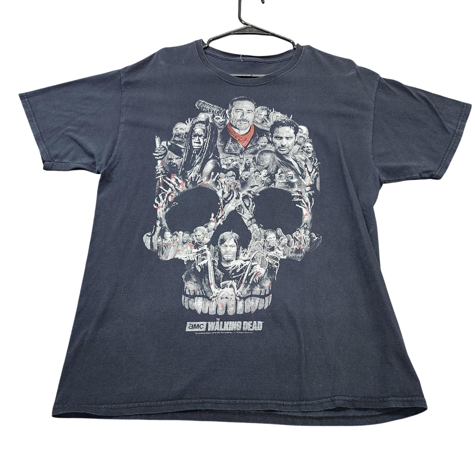 Shirt Mens Large Black The Walking Dead Skull Cast Graphic Tee Horror TV Show Unisex T-Shirt XL