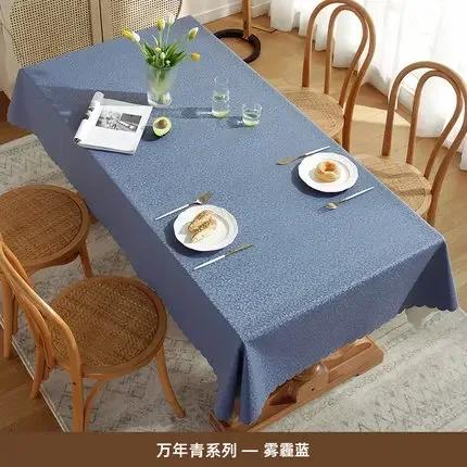 Waterproof Heat-resistant Dining Table Mat Fabric European Style Hotel Home Rectangular Tablecloth PU Printed Round Table Cloth