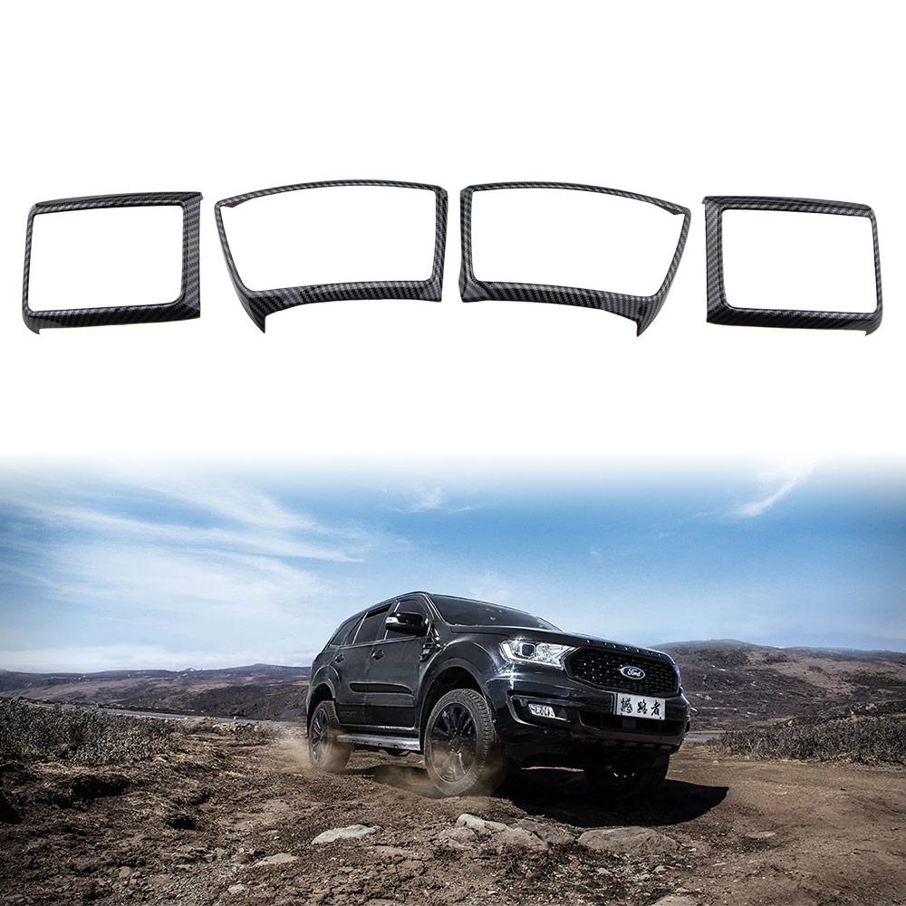 Imitaiton Carbon Fiber Front Air Outlet Frame Cover Trim Car Interior Decorative for Ford RANGER T6 T7 T8 Everest 2015-2020