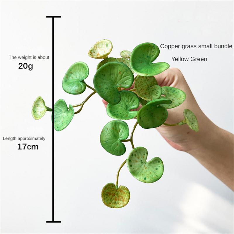 Soft Glue Succulent Plant Mini Artificial Leaves Copper Money Grass Anthurium Leaf Household Decor Desktop Display Party Supply
