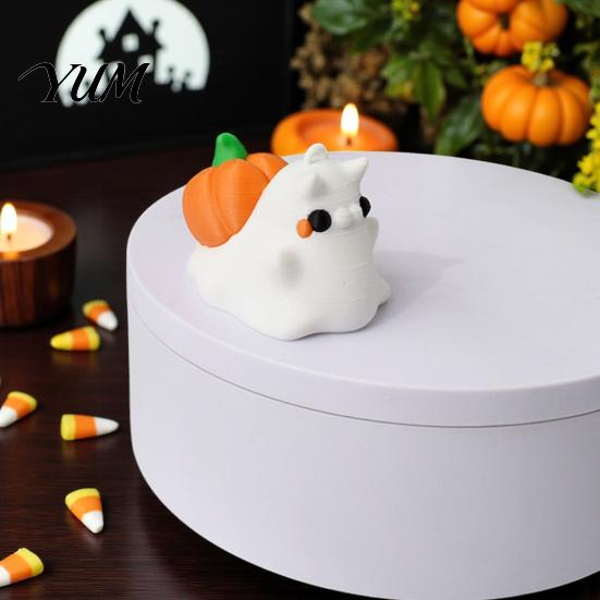 Halloween Ghost Snail Decor Ornament with Pumpkin Decor, 3D Printed Desktop Micro Landscape Props Cute Figurine, Creative Statue for Display Figures