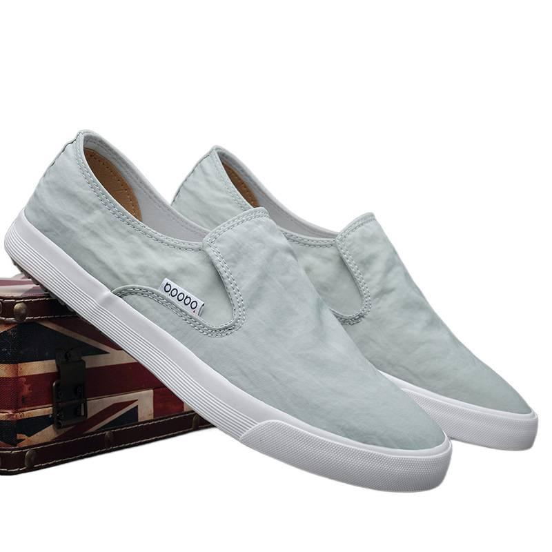 Summer canvas shoes men's one-pedal lazy shoes British loafers driving soft-soled old Beijing breathable casual cloth shoes