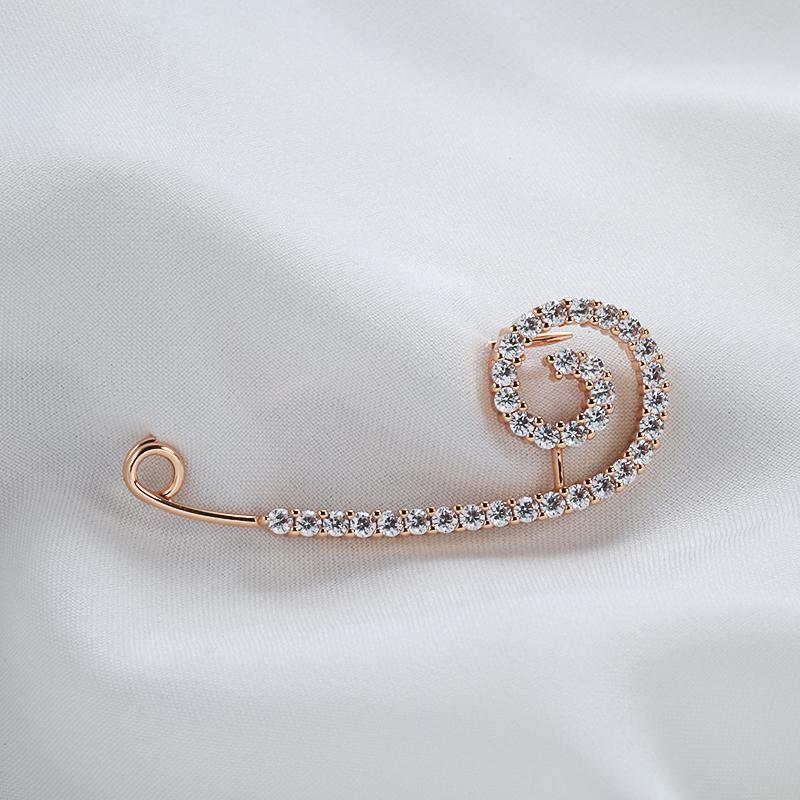 New  Rose Gold Fine Brooch For Women Creative Fashion Wedding Jewelry Unique Hollow Natural Zircon Boutonniere