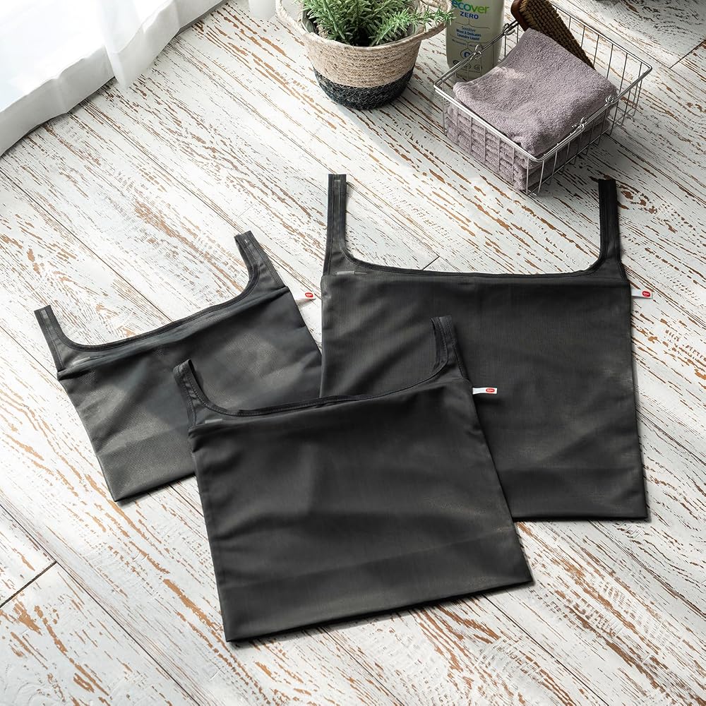 Daiya Washable Mesh Laundry Bag L 40x45cm with Handle, Eco-Friendly, Travel Pouch, Zippered
