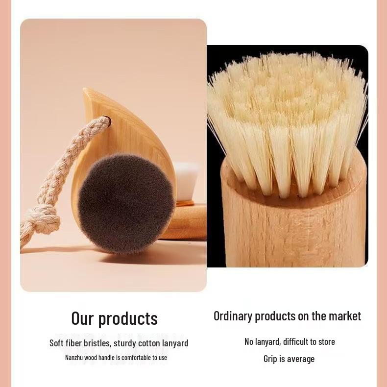 Raindrop Pine Wood Face Wash Brush - Soft Bristle Makeup Cleansing Tool