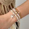 Fashionable Natural Shell Pearls Elastic Jewelry Triple Wear Neck Chain Wrist Ankle Decoration Coastal Styles Use