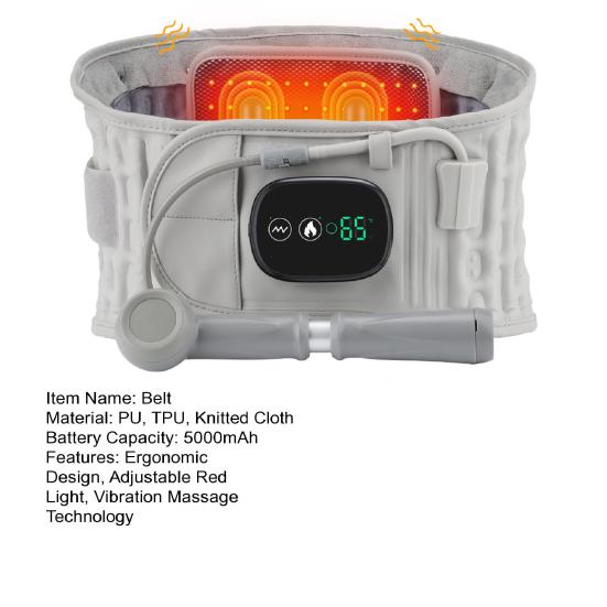 Inflatable Heated Massage Belt with Red Light Heat Vibration Massage Wireless Heating