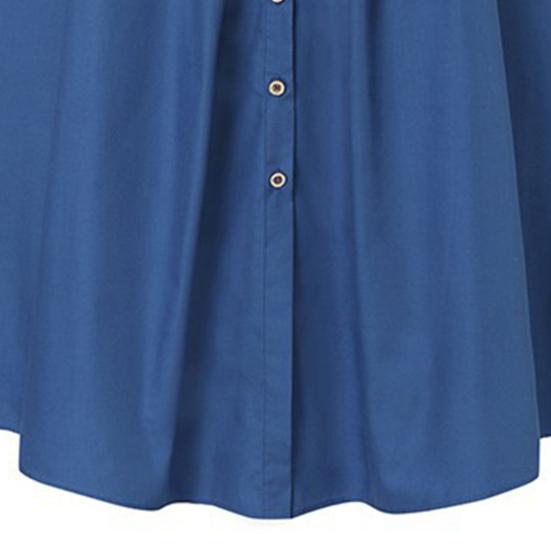 Women Skirt Solid Color High Waist All Match Button Decor A-line Summer Maxi