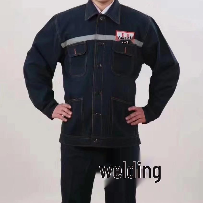 Reflective Thickened Denim Workwear: Wear-Resistant Labor Protection Suit for Mechanics and Construction