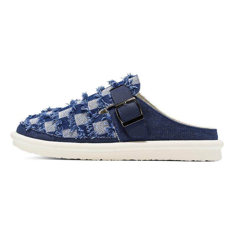 

Мужские сандалии с закрытым носком — дышащие парусиновые летние сандалии с легкой плоской подошвой для повседневной носки на открытом воздухе 47 темно-синий