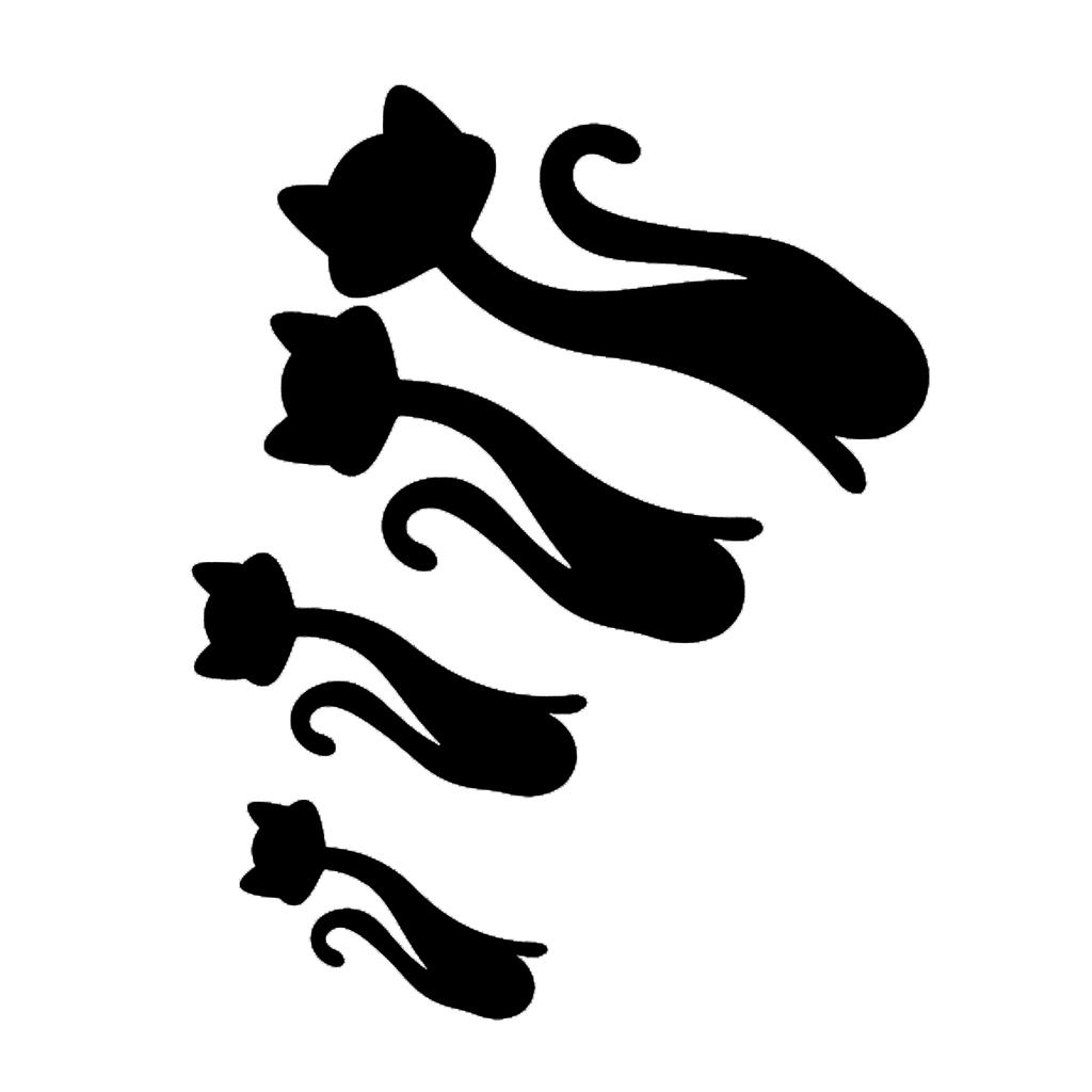 Cat Shape Mirror Wall Stickers Home Living Room Bedroom DIY Wall Art DecorationsBlack