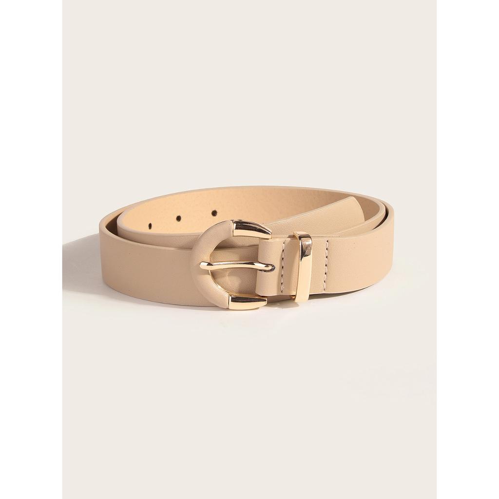 New Women's Semi-circular Buckle, Versatile Basic Leather Semi-circular Belt, Simple PU European and American Fashion Belt