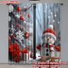Flat Printing Christmas Hot Party Curtains Snowman Decorations Digital Printed Polyester Drapes Festive Curtain Set Of 2 Made Washable