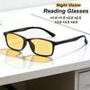2026 New Fashionable Square Frame Night Vision Men's Reading Glasses Ultra Light Neutral High Quality Night Specific Glasses